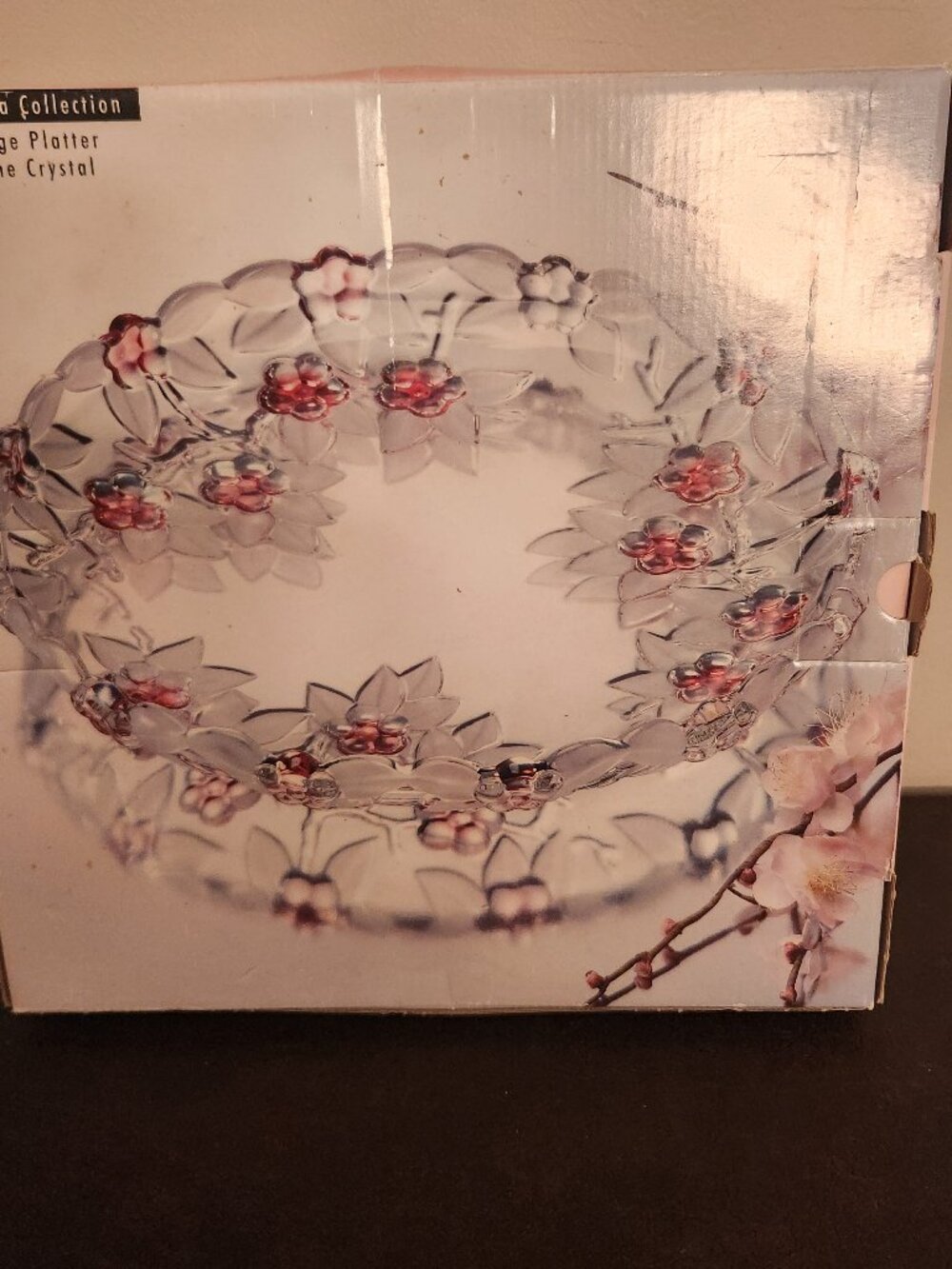 Vintage Studio Silversmiths Fine Crystal 12' Round Platter Venezia Collection.